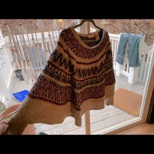 Anthropologie poncho knit cozy slouchy oversized sweater